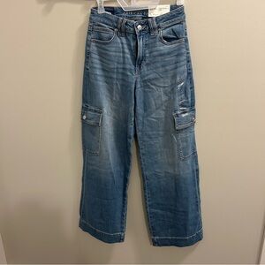 American Eagle Stretch Dreamy Drape Super Hi-Rise Baggy Wide Leg Size 0 25W- NEW